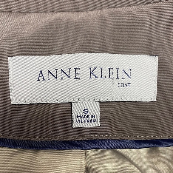 Anne Klein Trench Coat Trenchcoat Side Pockets Toggle Taupe Brown Size Small - Picture 2 of 14